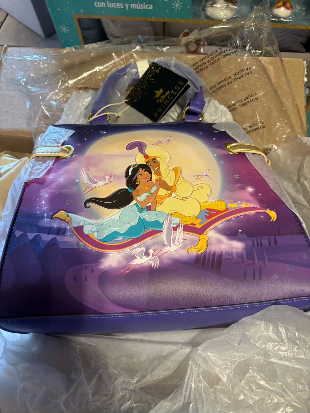 LOUNGEFLY DISNEY Crossbody Bag ALADDIN JASMINE MAGIC CARPET Handbag Purse